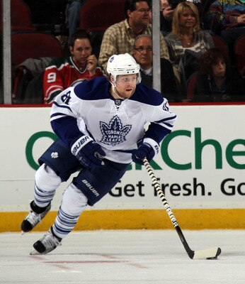 NEWARK, NJ - APRIL 06:  Phil Kessel #81 of the Toronto Maple Leafs skates against the New Jersey Devils at the Prudential Center on April 6, 2011 in Newark, New Jersey.  (Photo by Bruce Bennett/Getty Images)