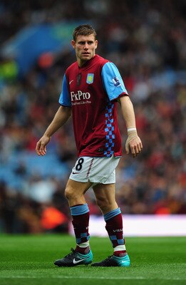 BIRMINGHAM, ENGLAND - AUGUST 14:  James Milner of Aston Villa looks on during the Barclays Premier League match between Aston Villa and West Ham United at Villa Park on August 14, 2010 in Birmingham, England.  (Photo by Jamie McDonald/Getty Images)