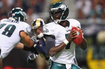Michael Vick's pocket presence is growing but he'll need help from his line.