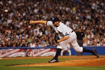 NEW YORK - OCTOBER 07:  Starting pitcher Roger Clemens #22 of the New York Yankees deals against the Cleveland Indians during Game Three of the American League Division Series at Yankee Stadium on October 7, 2007 in the Bronx borough of New York City.  (P