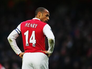 LONDON - FEBRUARY 11:  Thierry Henry of Arsenal rues a missed chance to score during the Barclays Premiership match between Arsenal and Wigan at the Emirates Stadium on February 11, 2007 in London, England.  (Photo by Phil Cole/Getty Images)