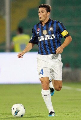 PALERMO, ITALY - SEPTEMBER 11:  Javeir Zanetti of Inter in action during the Serie A match between US Citta di Palermo and FC Internazionale Milano at Stadio Renzo Barbera on September 11, 2011 in Palermo, Italy.  (Photo by Maurizio Lagana/Getty Images)