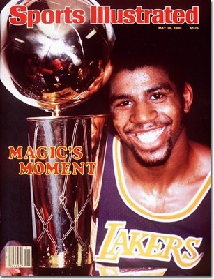 Magic Johnson vezette a Lakers-t NBA címig az 1980-as szezonban, ráadásul újoncként. A döntő 6. mérkőzésén Kareem Abdul-Jabbar kiesett bokasérülés miatt, Magic nem töketlenkedett és 42 ponttal, 15 lepattanóval és 7 gólpasszal segítette győzelemre csapatát a 76ers ellen.