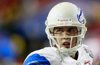 ATLANTA, GA - SEPTEMBER 03:  Kellen Moore #11 of the Boise State Broncos warms up before facing the Georgia Bulldogs at Georgia Dome on September 3, 2011 in Atlanta, Georgia.  (Photo by Kevin C. Cox/Getty Images)