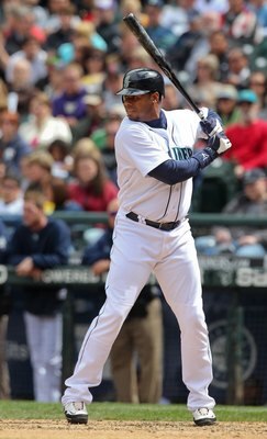 SEATTLE - MAY 23:  Ken Griffey Jr. #24 of the Seattle Mariners bats against the San Diego Padres at Safeco Field on May 23, 2010 in Seattle, Washington. (Photo by Otto Greule Jr/Getty Images)