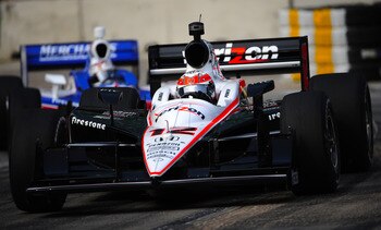 BALTIMORE - SEPTEMBER 4:  Will Power of Australia driver of the #12 Team Penske Dallara Honda leads Graham Rahal during the IZOD IndyCar Series Baltimore Grand Prix on September 4, 2011 on the streets of Baltimore, Maryland.  (Photo by Robert Laberge/Gett