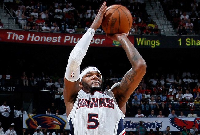 ATLANTA, GA - MAY 08:  Josh Smith #5 of the Atlanta Hawks against the Chicago Bulls in Game Four of the Eastern Conference Semifinals in the 2011 NBA Playoffs at Phillips Arena on May 8, 2011 in Atlanta, Georgia.  NOTE TO USER: User expressly acknowledges