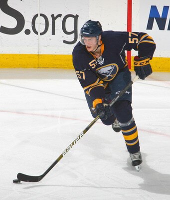 BUFFALO, NY - NOVEMBER 20: Tyler Myers #57 of the Buffalo Sabres skates against the Tampa Bay Lightning at HSBC Arena on November 20, 2010 in Buffalo, New York. Tampa Bay won 2-1.  (Photo by Rick Stewart/Getty Images)