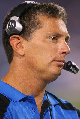 ORCHARD PARK, NY - SEPTEMBER 01:  Jim Schwartz, head coach  of the Detroit Lions stands on the sidelines against the Buffalo Bills  at Ralph Wilson Stadium on September 1, 2011 in Orchard Park, New York. Detroit won 16-6.  (Photo by Rick Stewart/Getty Ima