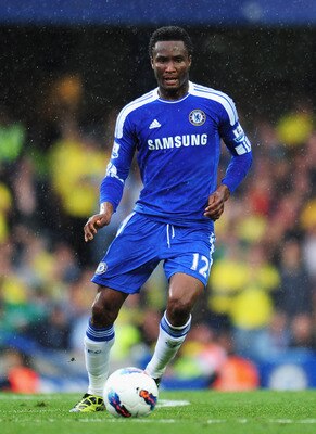 LONDON, ENGLAND - AUGUST 27:  Mikel of Chelsea in action during the Barclays Premier League match between Chelsea and Norwich City at Stamford Bridge on August 27, 2011 in London, England.  (Photo by Shaun Botterill/Getty Images)