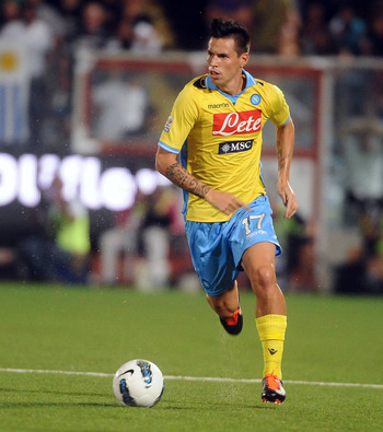 CESENA, ITALY - SEPTEMBER 10:  Marek Hamsik of SSC Napoli in action during the Serie A match between AC Cesena and SSC Napoli at Dino Manuzzi Stadium on September 10, 2011 in Cesena, Italy.  (Photo by Mario Carlini / Iguana Press/Getty Images)