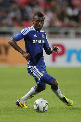 BANGKOK, THAILAND - JULY 24:  Salomon Kalou #21of Chelsea looks to pass during the pre-season friendly match between the Thailand All Stars and Chelsea at Rajamangala National Stadium on July 24, 2011 in Bangkok, Thailand.  (Photo by Chris McGrath/Getty I