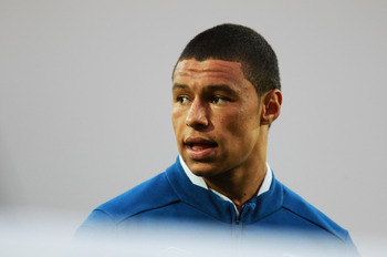 LONDON, ENGLAND - SEPTEMBER 01:  Alex Oxlade-Chamberlain of England looks on during the national anthem prior to the start of the UEFA European Under-21 Championship Qualifier Group 8 match between England and Azerbaijan at Vicarage Road on September 1, 2