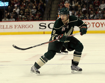 ST PAUL, MN - MARCH 22:  Brent Burns #8 of the Minnesota Wild skates against the Toronto Maple Leafs at the Xcel Energy Center on March 22, 2011 in St Paul, Minnesota.  (Photo by Bruce Bennett/Getty Images)