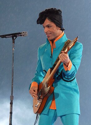 Prince performs at half time during Super Bowl XLI between the Indianapolis Colts and Chicago Bears at Dolphins Stadium in Miami, Florida on February 4, 2007. (Photo by Theo Wargo/Getty Images)