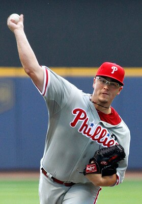 MILWAUKEE, WI - SEPTEMBER 11:  Vance Worley #49 of the Philadelphia Phillies  pitches against the Milwaukee Brewers at Miller Park on September 11, 2011 in Milwaukee, Wisconsin. The Brewers beat the Phillies 3-2.  (Photo by Mark Hirsch/Getty Images)