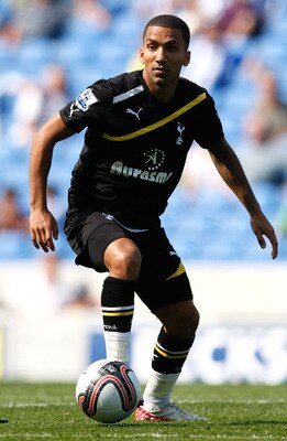 BRIGHTON, ENGLAND - JULY 30: Aaron Lennon of Tottenham Hotspur in action during the Pre Season Friendly match between Brighton & Hove Albion and Tottenham Hotspur at Amex Stadium on July 30, 2011 in Brighton, United Kingdom. (Photo by Tom Dulat/Getty Imag
