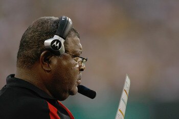 GREEN BAY, WI - SEPTEMBER 1:  Defensive coordinator Romeo Crennel of the Kansas City Chiefs looks on against the Green Bay Packers during a preseason game at Lambeau Field on September 1, 2011 in Green Bay, Wisconsin. (Photo by Scott Boehm/Getty Images)