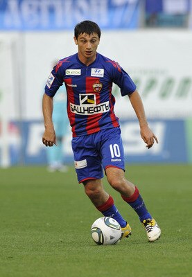 MOSCOW;RUSSIA - AUGUST 6:  Alan Dzagoev of FC CSKA Moscow in action during the  Russian Football League Championship match between FC CSKA Moscow and FC Zenit St.Petersburg  at the Arena Khimki Stadium on August 06, 2011 in Moscow, Russia. (Photo by Alexa