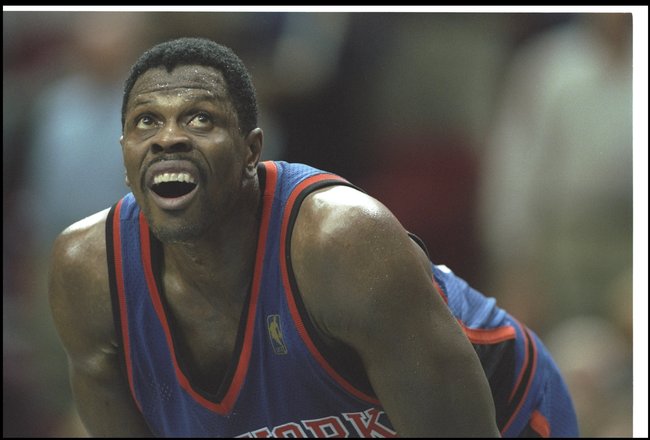 19 Nov 1996:  Center Patrick Ewing of the New York Knicks looks on during a game against the Orlando Magic at the Orlando Arena in Orlando, Florida.  The Knicks won the game, 92-88. Mandatory Credit: Andy Lyons  /Allsport