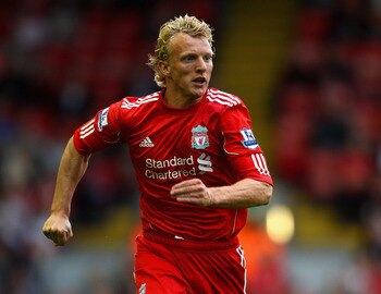 LIVERPOOL, ENGLAND - AUGUST 06:  Dirk Kuyt of Liverpool in action during the pre season friendly match between Liverpool and Valencia at Anfield on August 6, 2011 in Liverpool, England.  (Photo by Clive Brunskill/Getty Images)