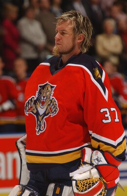 TORONTO - APRIL 6:  Goaltender Trevor Kidd #37 of the Florida Panthers stands on the ice for the National Anthem before the NHL game against the Toronto Maple Leafs at Air Canada Centre in Toronto, Canada on April 6, 2002. The Panthers and Maple Leafs ska