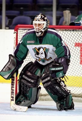 21 Mar 2000: Goalie Guy Hebert #31 of the Anaheim Mighty Ducks in action against the Los Angeles Kings at Staples Center in Los Angeles, California. The Ducks defeated the Kings 5-2.