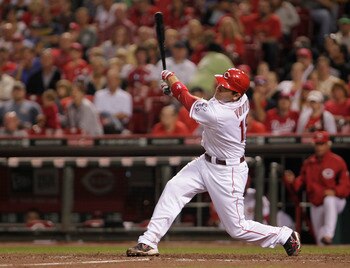 CINCINNATI, OH - SEPTEMBER 20: Joey Votto #19 of the Cincinnati Reds bats against the Houston Astros at Great American Ball Park on September 20, 2011 in Cincinnati, Ohio.  (Photo by John Sommers II/Getty Images)