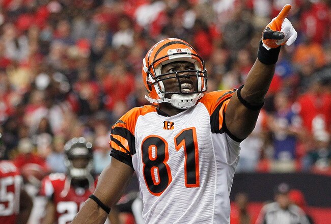 ATLANTA - OCTOBER 24:  Terrell Owens #81 of the Cincinnati Bengals celebrates his touchdown against the Atlanta Falcons at Georgia Dome on October 24, 2010 in Atlanta, Georgia.  (Photo by Kevin C. Cox/Getty Images)