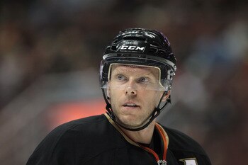 ANAHEIM, CA - SEPTEMBER 20:  Saku Koivu #11 of the Anaheim Ducks looks on against the Phoenix Coyotes at Honda Center on September 20, 2011 in Anaheim, California.  (Photo by Jeff Gross/Getty Images)