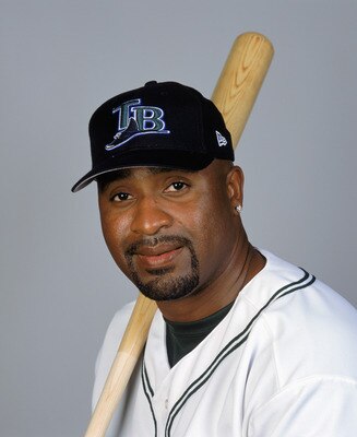 ST. PETERSBURG, FL- FEBRUARY 22:  Greg Vaughn #23 poses for a portrait during the Tampa Bay Devil Rays Media Day at Florida Power Park on February 22, 2003 in St. Petersburg, Florida. (Photo by: Ezra Shaw/Getty Images)