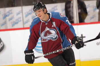 DENVER, CO - SEPTEMBER 23:  Paul Stastny #26 of the Colorado Avalanche warms up prior to facing the St. Louis Blues during their preseason game at Pepsi Center on September 23, 2011 in Denver, Colorado.  (Photo by Doug Pensinger/Getty Images)