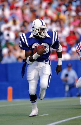 2 Oct 1988:  Eric Dickerson #29 of the Indianapolis Colts runs with the ball during the game against the New England Patriots. The Patriots defeated the Clots 21-17. Mandatory Credit: Rick Stewart  /Allsport