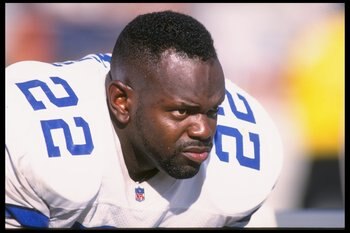 15 Oct 1995: Dallas Cowboys running back Emmitt Smith looks on during a game against the San Diego Chargers at Jack Murphy Stadium in San Diego, California. The Cowboys won the game, 23-9.