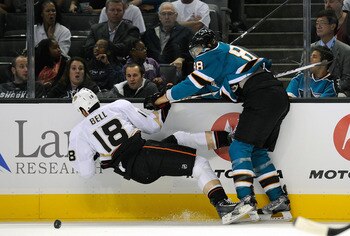 Big Brent Burns putting an Anaheim Duck where he belongs.