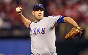 Colby Lewis on the hill in game 2