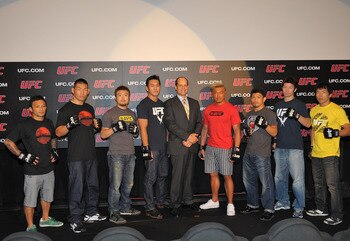 The UFC's representatives of Japanese MMA. Hioki is on the right hand side, third from the center.