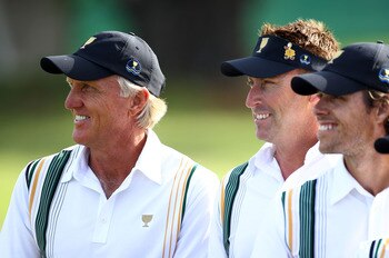 International Captain Greg Norman with his picks Robert Allenby & Aaron Baddeley