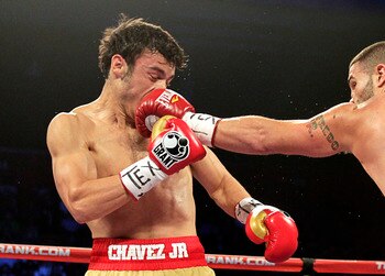 Chavez Jr. eating a punch for breakfast