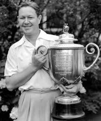 Byron Nelson with the Wanamaker Trophy