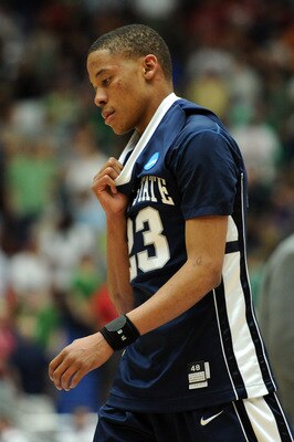 TUCSON, AZ - MARCH 17:  Tim Frazier #23 of the Penn State Nittany Lions reacts after their 64 to 66 loss to the Temple Owls during the second round of the 2011 NCAA men's basketball tournament at McKale Center on March 17, 2011 in Tucson, Arizona.  (Photo