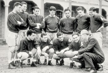 Coach Buck Shaw (R) and his Santa Clara Broncos stunned LSU.