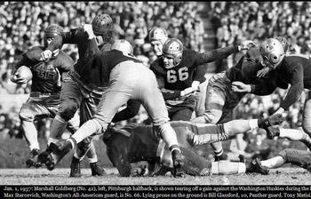 Marshall Goldberg (No. 42, at left) led the Pitt juggernaut.