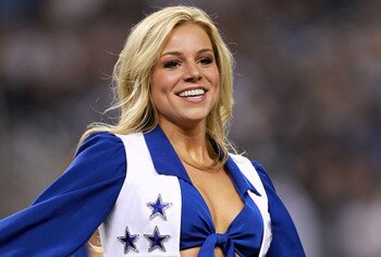 ARLINGTON, TX - DECEMBER 11:  Kelsi Reich of the Dallas Cowboys cheerleaders at Cowboys Stadium on December 11, 2011 in Arlington, Texas.  (Photo by Ronald Martinez/Getty Images)