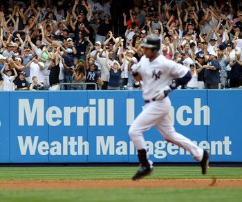 Jeter circles the bases following his 3,000th hit which was also a home run.