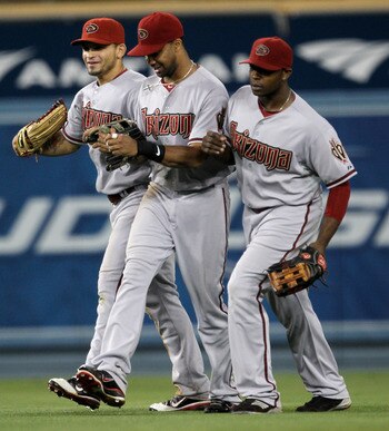 D-Back Outfielders Gerardo Parra, Chris Young and Justin Upton