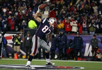Rob Gronkowski's traditional touchdown spike during New England's 45-10 blowout of Denver.