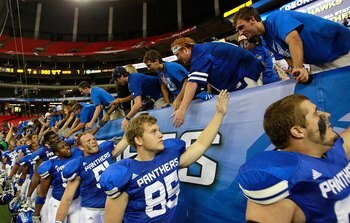 ATLANTA - SEPTEMBER 02:  The Georgia State Panthers walk off the field after defeating the Shorter Hawks at Georgia Dome on September 2, 2010 in Atlanta, Georgia.  (Photo by Kevin C. Cox/Getty Images)