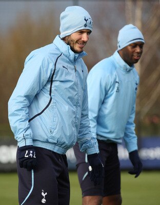 David Beckham, pictured here with Ledley King, trained with Tottenham in January 2011 but LA Galaxy vetoed a possible move.