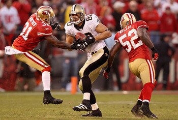 Jimmy Graham, Saints, got the best of 49ers' Patrick Willis last weekend